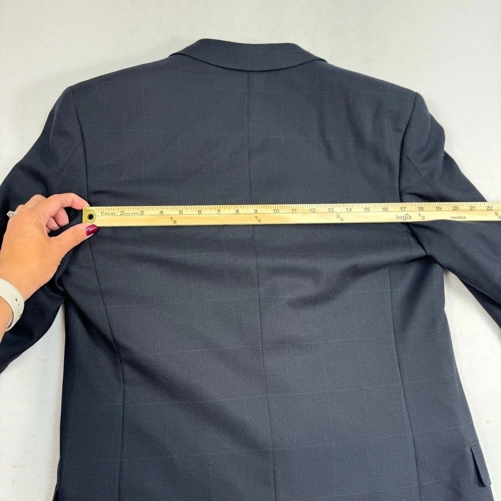 Ennio Dagnillo Wool Cashmere Blend Blazer Jacket Mens Navy Blue Windowpane